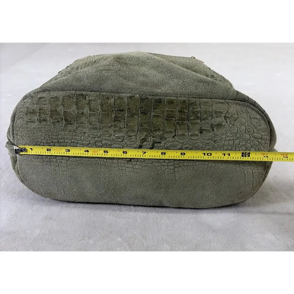 Borse In Pelle Made In Italy Genuine Leather Slouchy Shopper Shoulder Bag Green